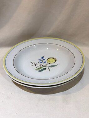 Pair of ARABIA FINLAND WINDFLOWER Rim Bowls for Soup Pasta Cereal